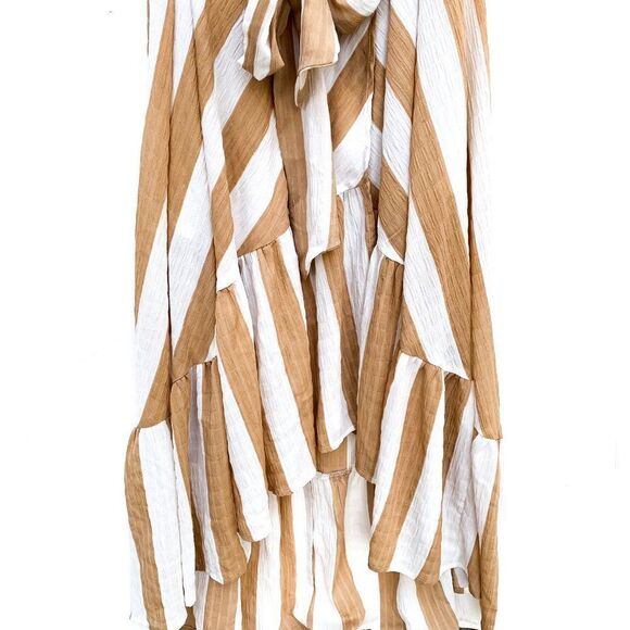 NWT Altar'd State Ivory Beige Striped Hi Low Dress - Picture 5 of 9